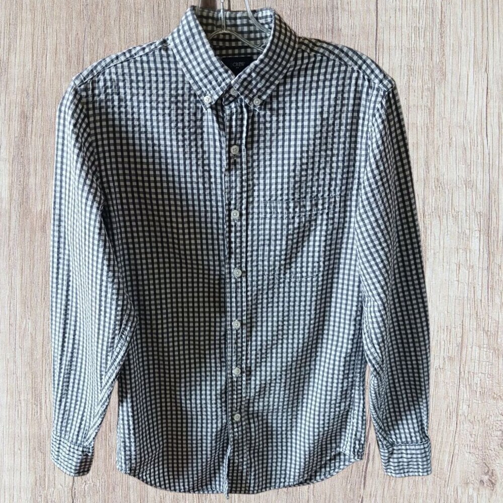 J.Crew Gingham Button-Up Long Sleeve Men Shirt Black/White XSmall